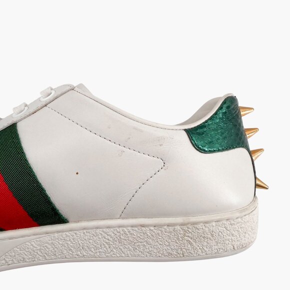 Gucci Pearl-Embellished Ace Sneakers White Leather Size 38.5 US 8.5 Women's - Picture 12 of 15